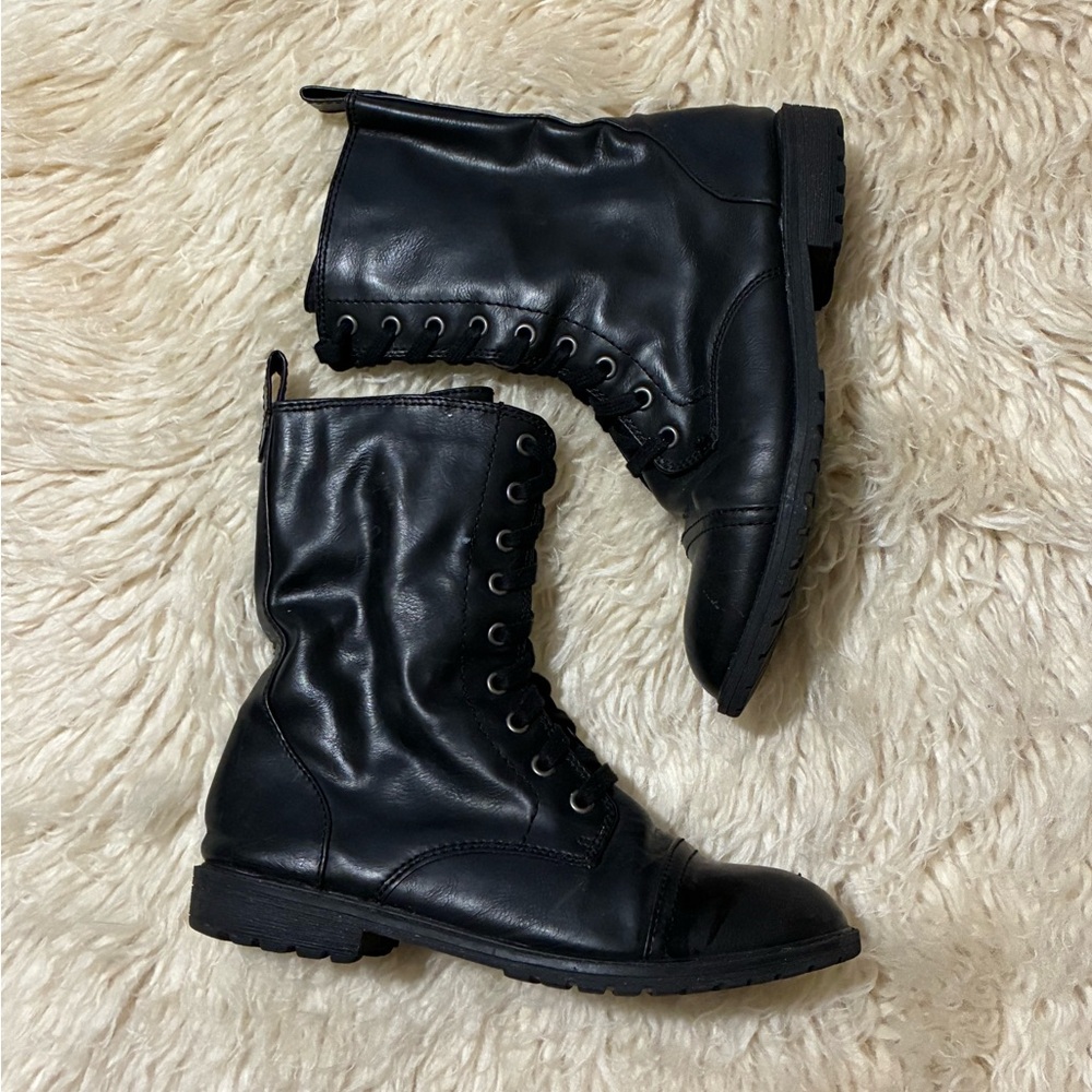 Black Lace-Up Combat Boots